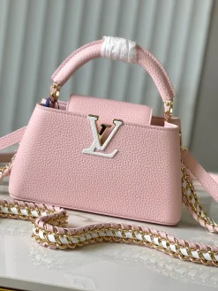LV Crossbody Bags Taurillon Leather (Pink-Gold-White) 22X12X8CM A050202608070219