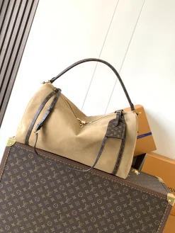 LV Duffles Bags Calfskin Leather (Beige-Brown) 20X27X45CM H00202608072572