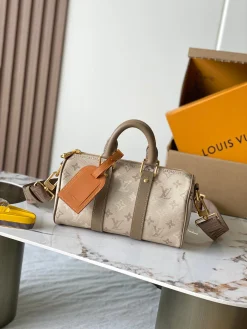 LV Duffles Bags Canvas (Beige-Taupe) 25X15X11CM H20202608070122