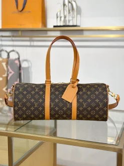 LV Duffles Bags Canvas Leather (Brown-Tan) 46X22X17CM H50202608071783