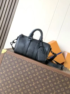 LV Duffles Bags Coated Canvas (Black) 15X11X25CM D80202608072359