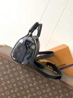 Alternative view of LV Duffles Bags Coated Canvas (Black-Grey) 25X15X11CM E30202608072432