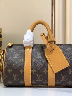 LV Duffles Bags Coated Canvas (Brown-Tan) 25X15X11CM E20202608071173