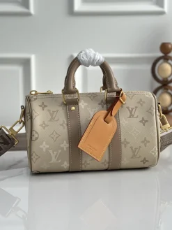 LV Duffles Bags Coated Canvas (Greige-Taupe) 25X15X11CM E30202608070461