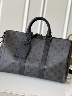 LV Duffles Bags Coated Canvas (Grey-Black) 21X16X34CM F00202608072592