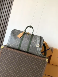 LV Duffles Bags Coated Canvas (Grey-Green) 50X21X28CM F80202608072215