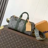 LV Duffles Bags Coated Canvas (Grey-Green-Gold) 15X11X25CM E30202608072212
