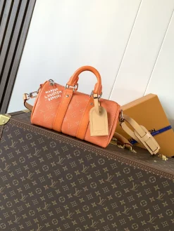 LV Duffles Bags Coated Canvas (Orange-Beige) 25X15X11CM E20202608072220