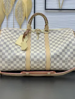 LV Duffles Bags Damier Canvas (White-Grey) 45X27X20CM G50202608070791