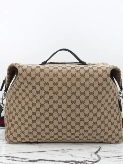 GUCCI Duffles Bags Leather (Brown-Black) 44X36X18 CM E80202608060083