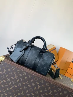 LV Duffles Bags Monogram Canvas (Black-Dark Grey) 25X15X11CM D40202608072120