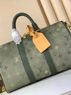 LV Duffles Bags Monogram Eclipse Canvas (Green-Gold) 35X21X6CM G50202608071179