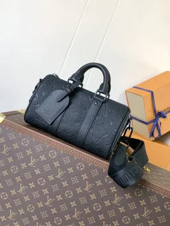 LV Duffles Bags Taurillon Leather (Black) 25x15x11 CM E30202608072139