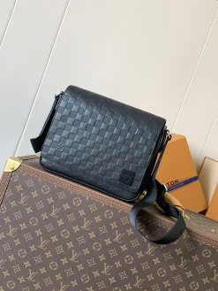 LV Messenger Bags Coated Canvas (Black) 26x20x7CM E40202608071656