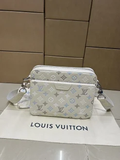 Alternative view of LV Messenger Bags Leather (Off-White-Light Blue) One Size E50202608071337
