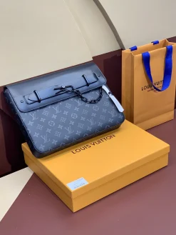 LV Messenger Bags Monogram Eclipse Canvas (Dark Grey-Grey) 32X22X4CM D80202608071879