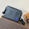 LV Messenger Bags Taiga Leather (Black-Blue) 26X20X7CM D70202608071651