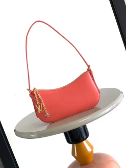 LV Shoulder Bags Calf Leather (Coral-Gold) 23X10X4CM E80202608071491