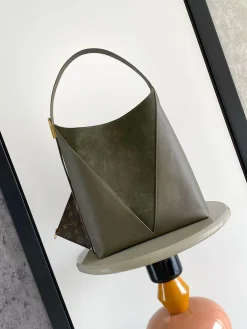 LV Shoulder Bags Calfskin Leather (Olive Green-Brown) 31X35X18CM H80202608070642