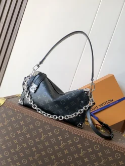 LV Shoulder Bags Coated Canvas (Black-Silver) 15X7X28CM F80202608071036
