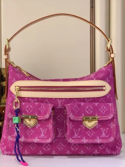 LV Shoulder Bags Denim Leather (Pink-Beige) 30X22X13CM F00202608071363