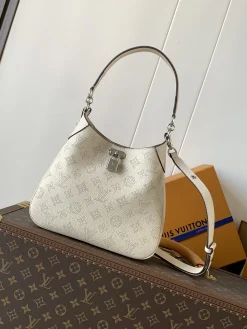 LV Shoulder Bags Mahina Calfskin (Cream-Brown) 25X20X6CM E80202608071094
