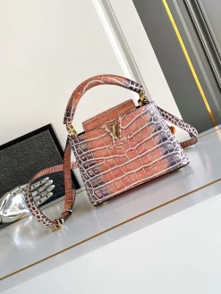 LV Top Handle Bags Amber Leather (Coral-Purple) 21X14X8CM A100202608072422