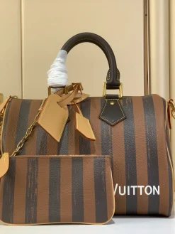 LV Top Handle Bags Calf Leather (Brown-Dark Brown) 30X17X21CM A080202608070357