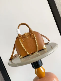 LV Top Handle Bags Calf Leather (Brown-Gold) 24X18X12 CM G50202608070991