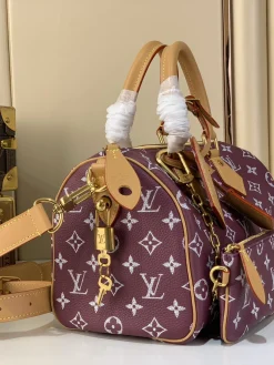 Alternative view of LV Top Handle Bags Calf Leather (Burgundy-Tan) 25X15X15CM H50202608070328