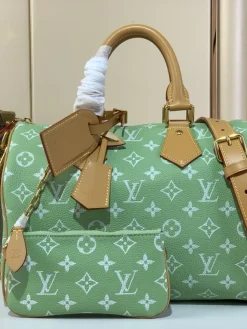 LV Top Handle Bags Calf Leather (Green-Tan) 30X17X21 CM I00202608070364