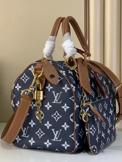 Alternative view of LV Top Handle Bags Calf Leather (Navy Blue-Brown) 30X17X21 CM I00202608070356