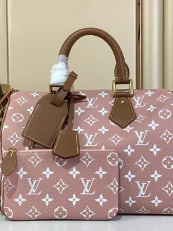 LV Top Handle Bags Calf Leather (Pink-Brown) 30x17x21 CM I00202608070360