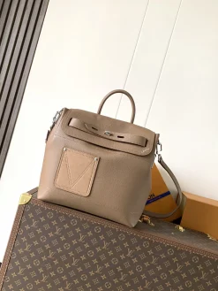 LV Top Handle Bags Calfskin Leather (Taupe-Beige) 33X14X32CM H80202608070814
