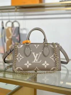 LV Top Handle Bags Calfskin Leather (Taupe-Cream) 25X13X10CM I80202608070799