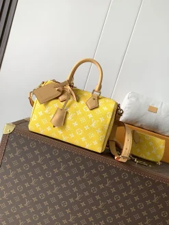 LV Top Handle Bags Calfskin Leather (Yellow-Tan) 15X15X25CM H50202608071708
