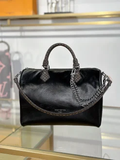 LV Top Handle Bags Canvas Leather (Black-Brown) 30X21X17CM A050202608071391