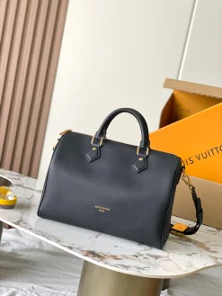 LV Top Handle Bags Canvas Leather (Black-Gold) 30X21X17 CM A000202608070917