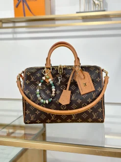 LV Top Handle Bags Canvas Leather (Brown-Tan) 30X21X17CM I00202608070263