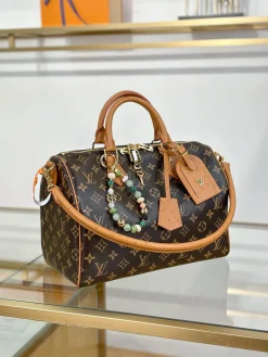 Alternative view of LV Top Handle Bags Canvas Leather (Brown-Tan) 30X21X17CM I00202608070263