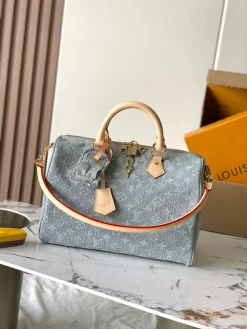 LV Top Handle Bags Canvas (Light Blue-Beige-Gold-Red) 21X17X30 CM I20202608071575