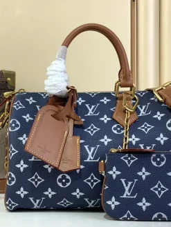 LV Top Handle Bags Cowhide Leather (Navy-Brown) 25X15X15CM H50202608070337