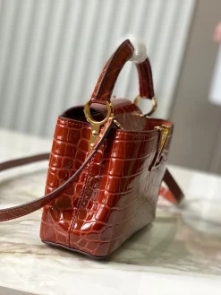 Alternative view of LV Top Handle Bags Crocodile Embossed Leather (Cognac-Gold) 21X14X8CM I00202608072300