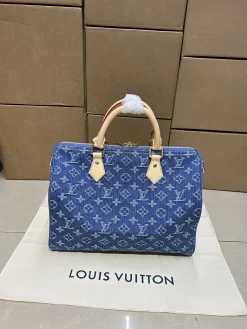 Alternative view of LV Top Handle Bags Denim Leather (Blue-Beige) One Size E50202608070279