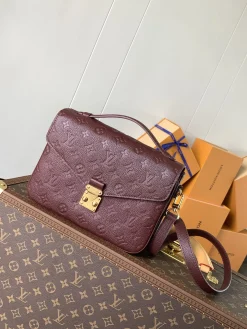 LV Top Handle Bags Empreinte Leather (Burgundy-Gold) 25X19X7CM F50202608070928