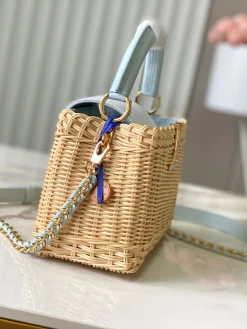 Alternative view of LV Top Handle Bags Leather (Beige-Light Blue) 21X14X8CM A050202608070906