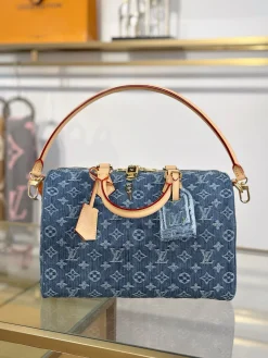 Alternative view of LV Top Handle Bags Leather (Blue-Beige) 30X21X17CM I00202608071202