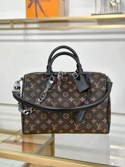 LV Top Handle Bags Leather (Brown-Black) 30X21X17CM H80202608070261