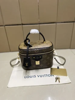 LV Top Handle Bags Leather (Brown-Black) One Size E20202608072763