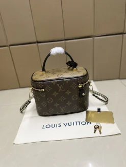 Alternative view of LV Top Handle Bags Leather (Brown-Black) One Size E20202608072763